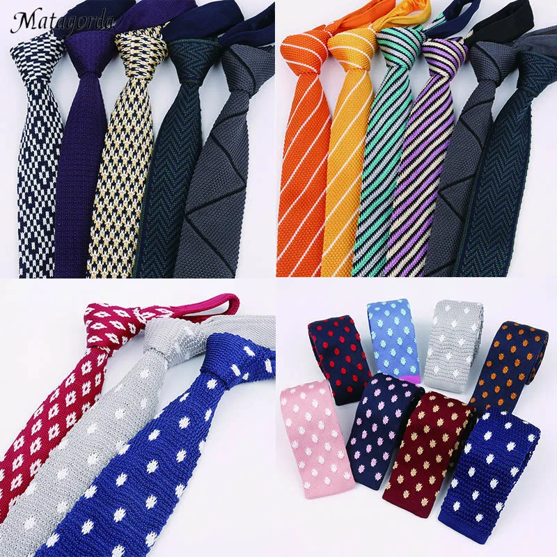 

Matagorda Men Accessory Knitted Tie 5CM Necktie Holiday Festival Wedding Gifts Polka Dot Wool Knit Tie Cravat Slim Neckwear