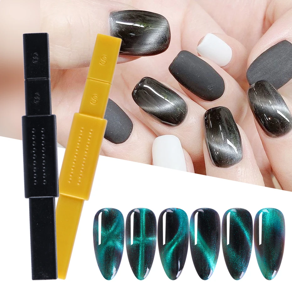 Dual-terminó imán fuerte 5D uña de gato arte herramienta Super fuerte etiqueta engomada magnética esmalte en Gel estilo Cat Eye decoración manicura JI948-1