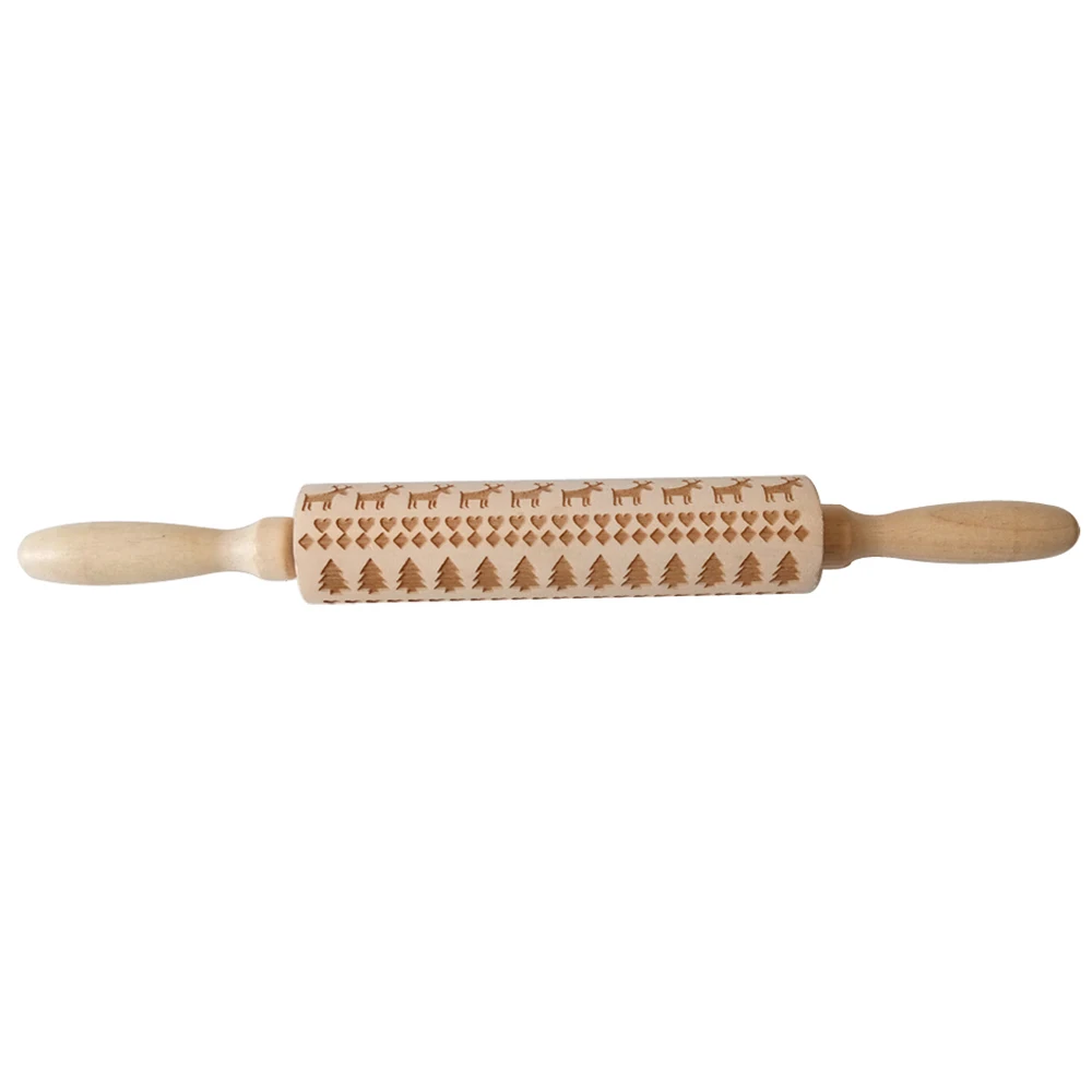 pine tree Rolling Pin Лазерная Деревянная Рождественская тисненая скалка для теста инструмент для выпечки кондитерских изделий новогодний Рождественский Декор - Цвет: pine tree