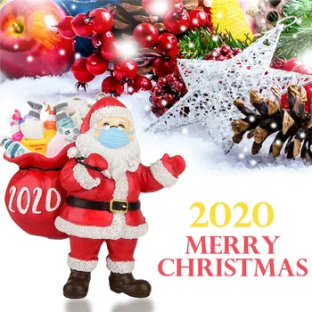 

2020 Christmas Ornaments DIY Xmas Gift Santa Claus With A Face Mask Ornament Christmas Tree Hanging Ornament Decoration Pendant