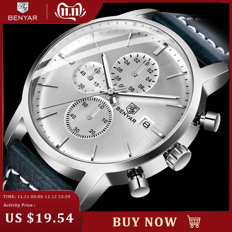 

BENYAR Men's Watches Business/Fashion Mens Watches Military/Sports/Chronograph Top Brand Luxury Wristwatch mens Reloj Hombre NEW