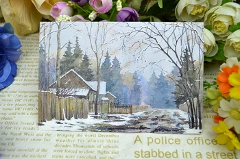 

The Russian Winter Landscape Illustration Painted Postcard Fresh Collection Art Lenticular Recycled Recordable 15*10cm 3pcs