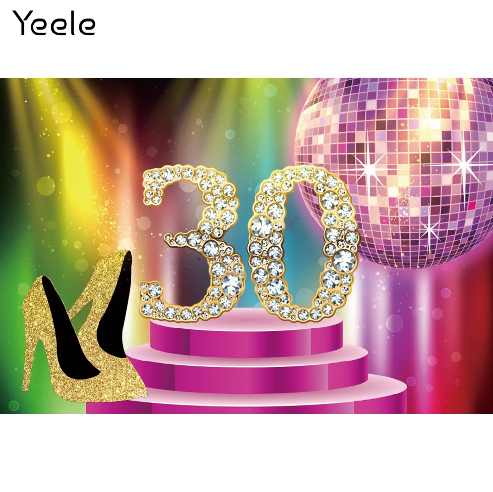 

Yeele Adult 30th Birthday Backdrops Photocall Spotlight Party Decor Background Photography For Photo Studio Photographic Props