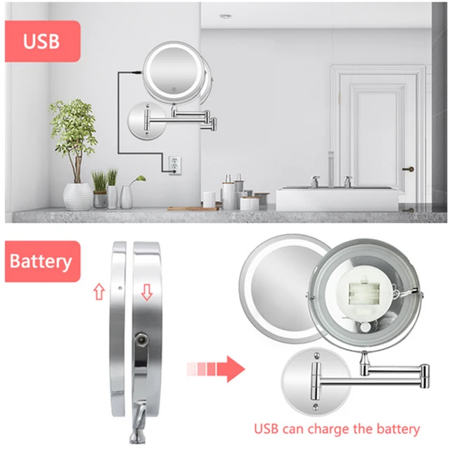 $US $32.94  Led Makeup Mirror With Light Folding Wall Vanity Mirror 1x 10x Magnifying Double Sided Touch Bright
