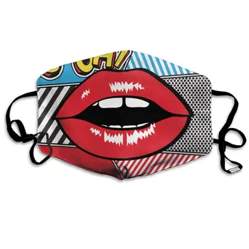 

Comic Pop Art Oh Lips Washable Reusable Mask, Cotton Anti Dust Half Face Mouth Mask For Kids Teens Men Women With Adjustable