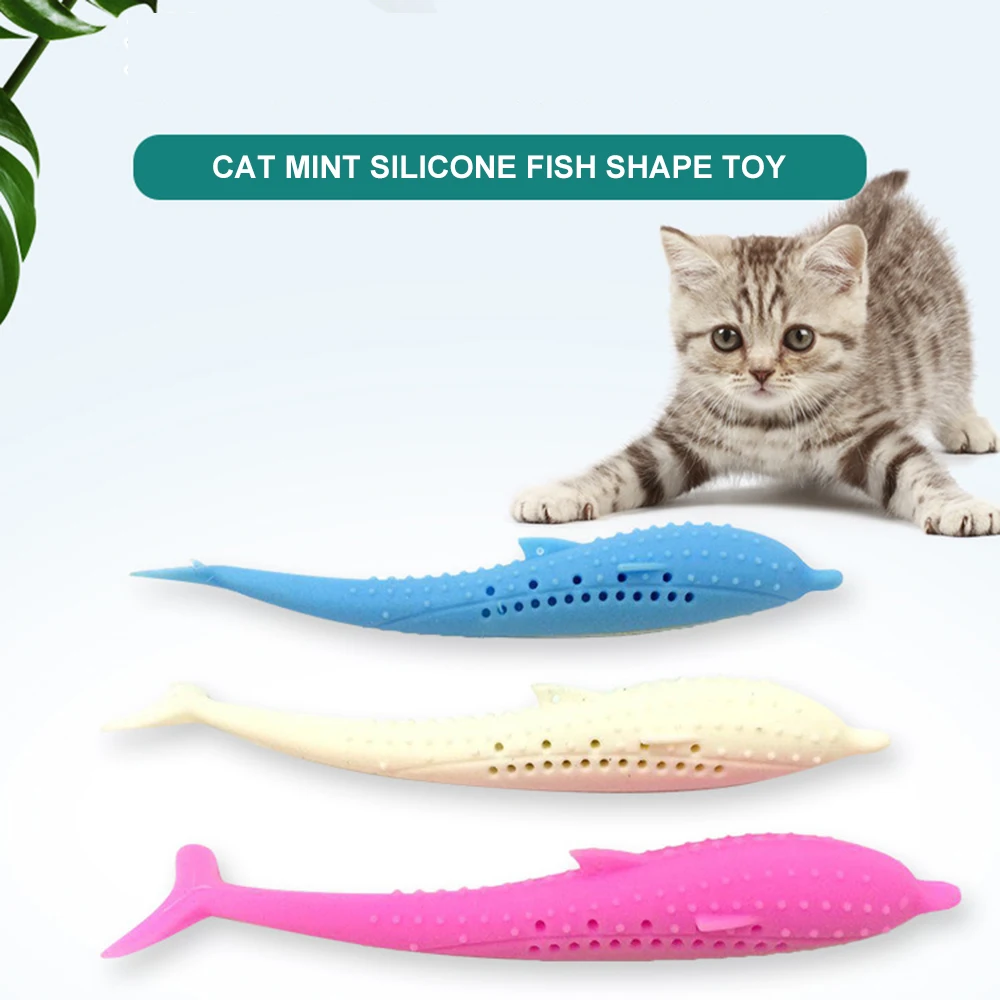Игрушки для кошек, зубная щетка в форме рыбы с кошачьим котом, силиконовая молярная палка для чистки зубов, игры в жевательные игрушечные