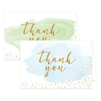 

Watercolor Bronzing Greeting Cards High Quality Thank You Cards Invitation Cards Envelope For Graduation Thanksgiving Party Gift
