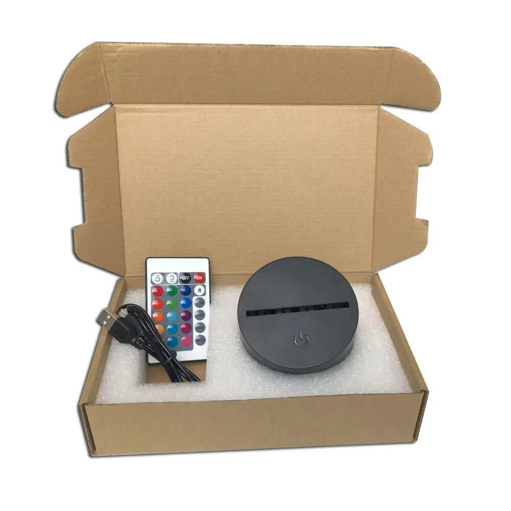 

Only 3D Night Light Base No Plate Switch Plug is Warm LED Lighting Touch or Remote Option is Multicolor LED lighting