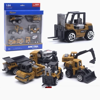 

6Pcs/Set Mini Alloy Engineering Car Model Tractor Toy Dump Truck Model Classic Toy Vehicle Mini Gift for Boy Kids Free Gift