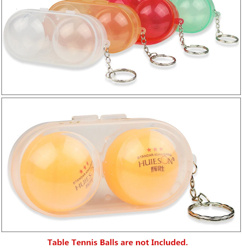 Huieson Table Tennis Ball Container Box Hard Plastic Case Ping Pong Ball Storage Box with Keychain Table Tennis Accessories (3)
