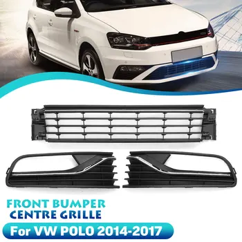 

Car Front Bumper Lower Fog Light Trims + Lower Centre Grille Cover Racing Grills Black For VW Polo 2014 - 2017 6R0853677A9B9