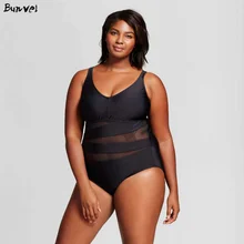Bunvel, сексуальный женский сдельный купальник, пляжная одежда, купальник, сетчатый, из кусков, пуш-ап, монокини, купальники для женщин, XL-4XL