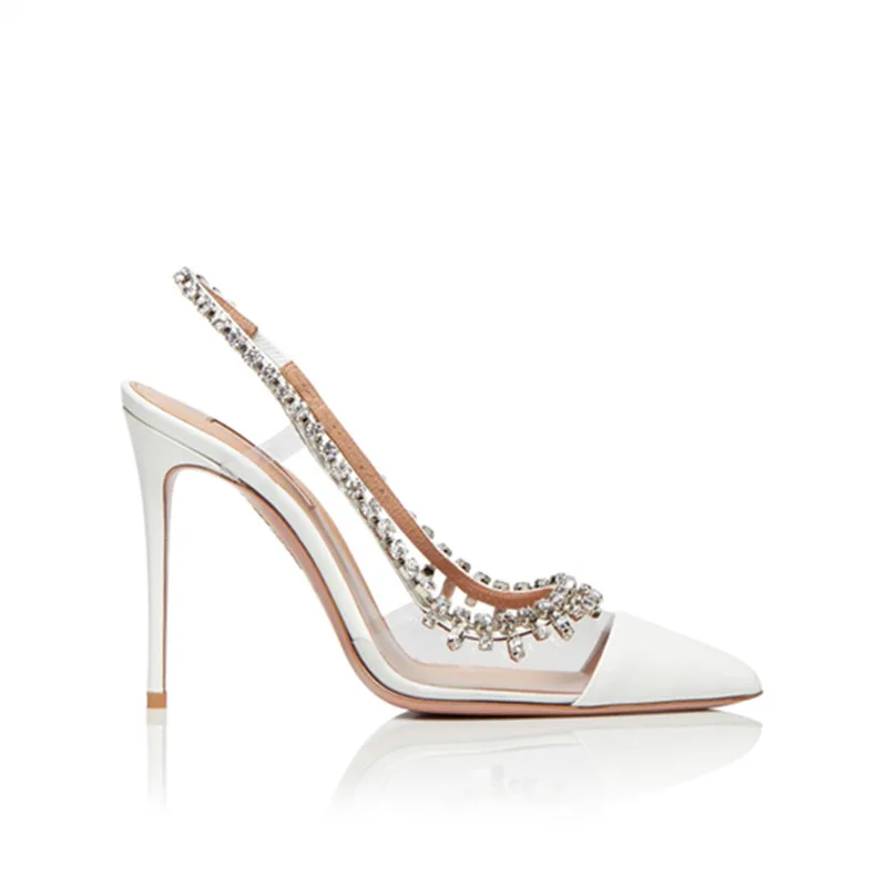 

Summer new style pointed splicing rhinestone mirror stiletto high heel bridal wedding shoes banquet dress large size womens shoe