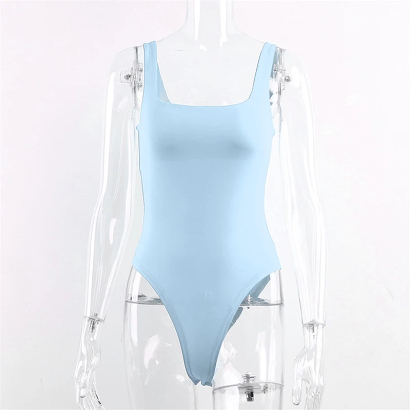 Nadafair Sexy Off Shoulder Bodysuit Women Summer Square Collar Neon Bodysuit Tops Bodycon Rompers Overall For Women