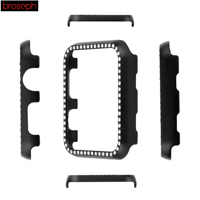 Diamond Case Cover Bumper for Iwatch 4 Band 44mm 40mm Crystal Protective Shell Frame for Apple Watch Series 3 2 1 42mm 38mm