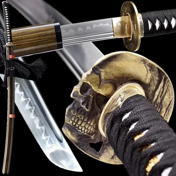 

Clay Tempered T10Steel Japanese Samurai Sword Katana Very Sharp Home Decoration Gift Swords Handmade Full Tang Battle Knife