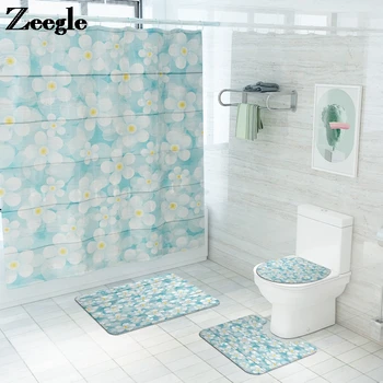 

Floral Bath Mat Bathroom Carpet Toilet Seat Cover Mat Bathroom Rugs Set Bathroom Anti-Slip Carpet at Set Waterproof Foot Rug