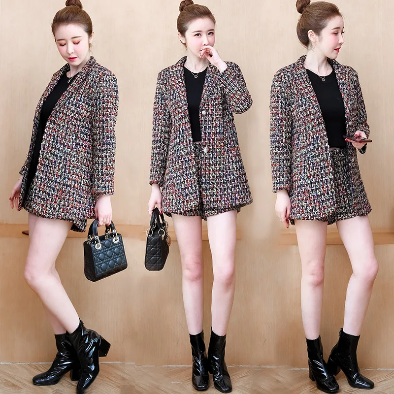 

2019 Debutante Early Spring Graceful Shorts WOMEN'S Suit Winter Western Style Woolen Suit Two-Piece Set-Style Elegant Slimming