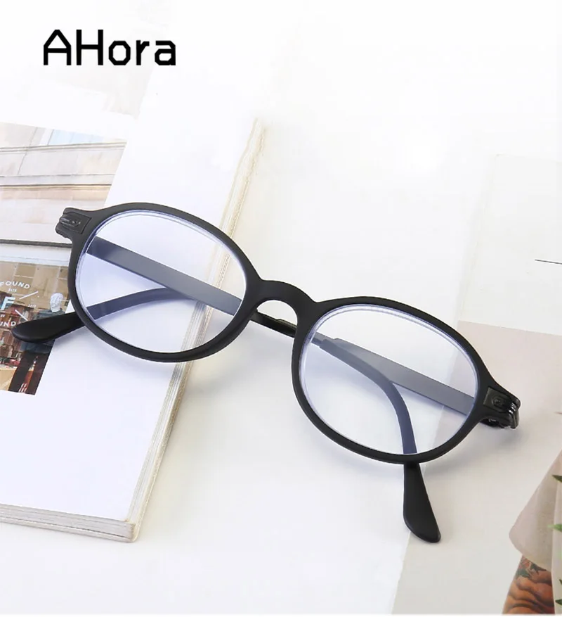 Ahora Anti Blue Light Reading Small Frame Round Presbyopia Glasses Eyewear For Men Women Hyperopia Eyeglasses With Diopters