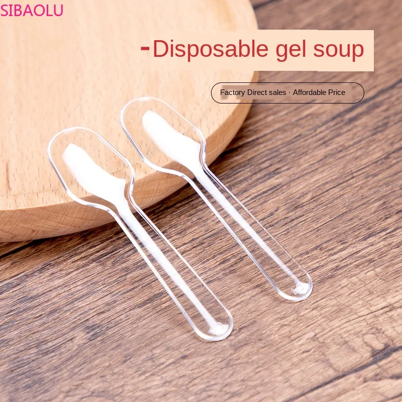 

50pc disposable tableware factory direct sale transparent ice cream spoon jelly spoon ice cream ice cream spoon crystal spoon