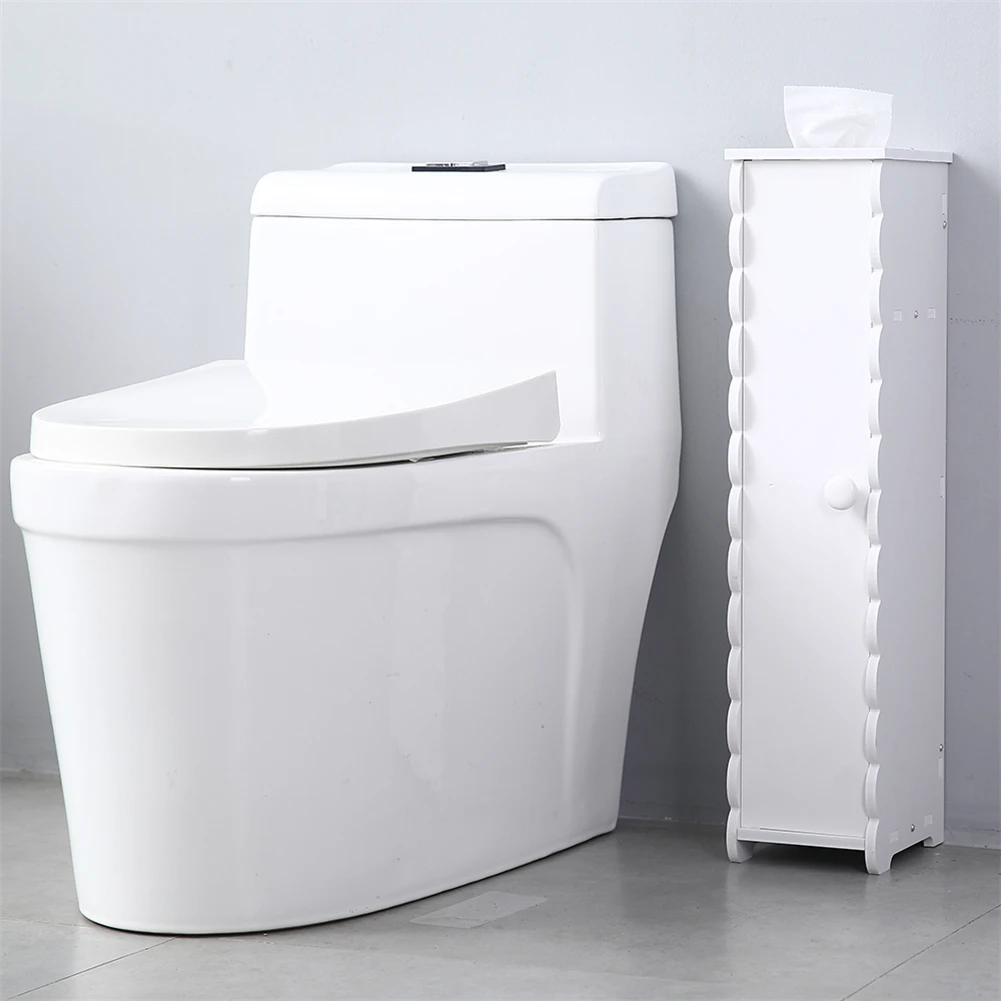 Floor Mounted Waterproof Toilet Side Cabinet PVC Bathroom Storage Rack Bedroom Kitchen Storage Shel - 4000121253400