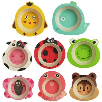 

Bamboo Fiber Baby Feeding Tableware Cute Animal Cartoon Kids Infant Toddler Portable Bowl