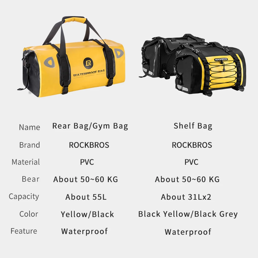 ROCKBROS 60L Женская Мужская Спортивная Сумка водонепроницаемая портативная Спортивная Сумка Большая вместительная Светоотражающая сумка для фитнеса и йоги сумка на плечо для путешествий
