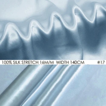 

SILK STRETCH SATIN 140cm width 16momme Pure Silk fabric for sewing clothes Christmas Light SkyBlue 17