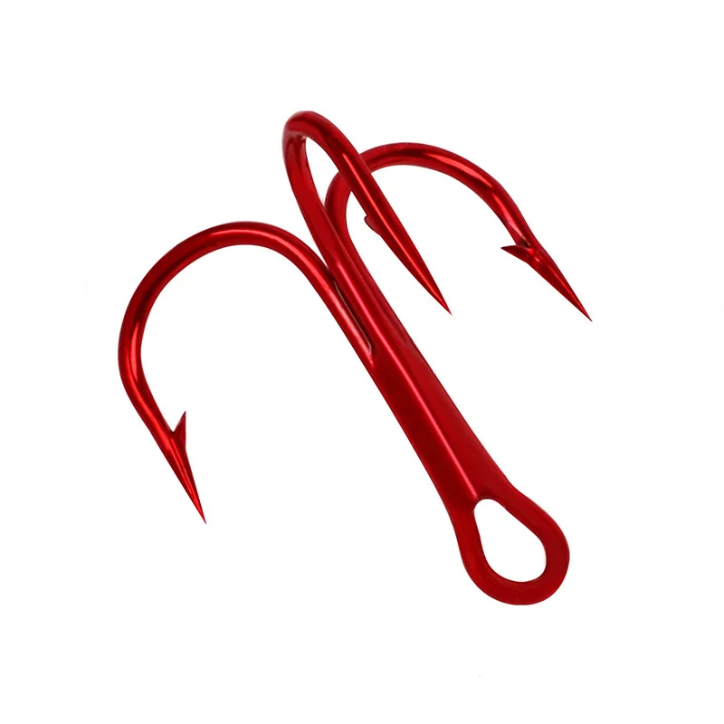 

Minfishing 25 pcs/lot Red Treble Hooks Fishing Anchor Hook barbed Fishing Hook High Carbon Steel Fishhook River Fishing Tackle