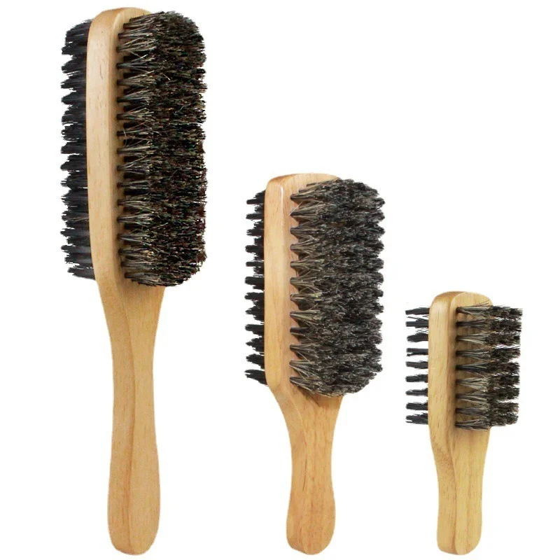 Men Boar Bristle Hair Brush Natural Wooden Wave Brush For Male
