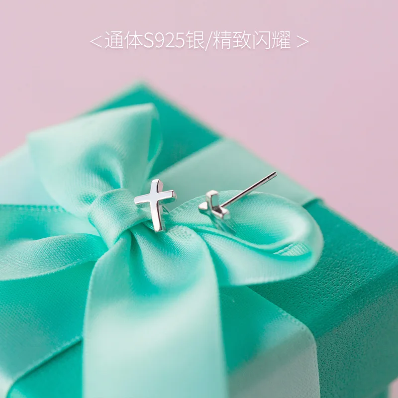 Женские серьги кресты Trustdavis Аутентичные милые из стерлингового серебра 925 пробы