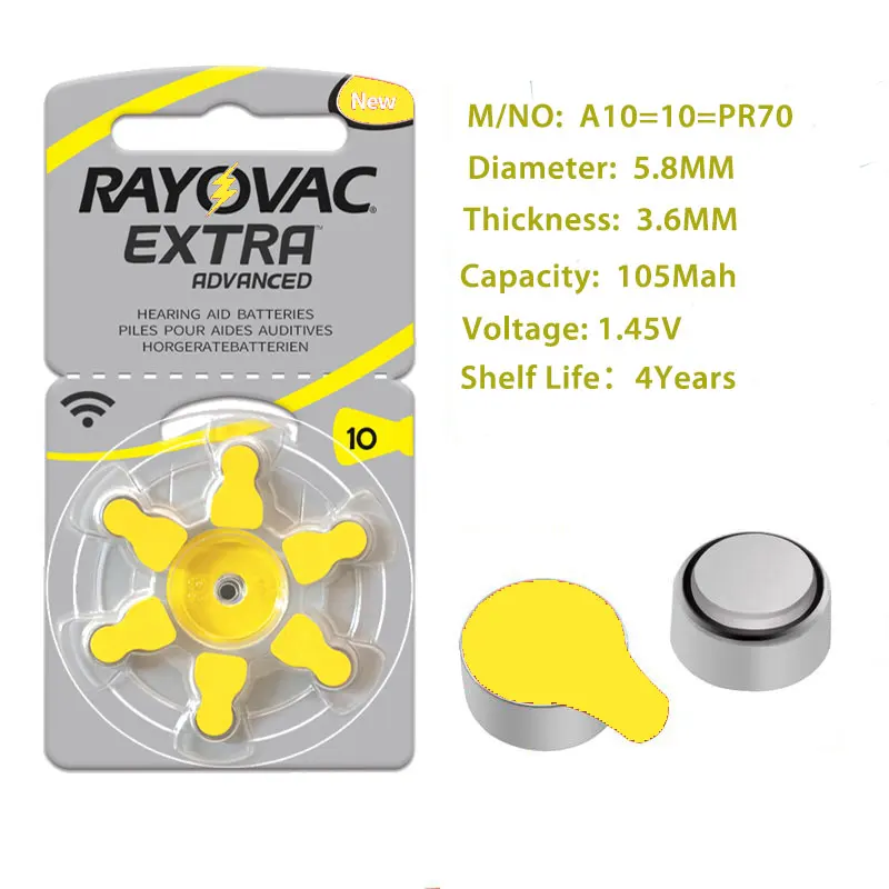 30 штук/5 карты RAYOVAC EXTRA цинковоздушная 1 45 V Производительность батареи слухового