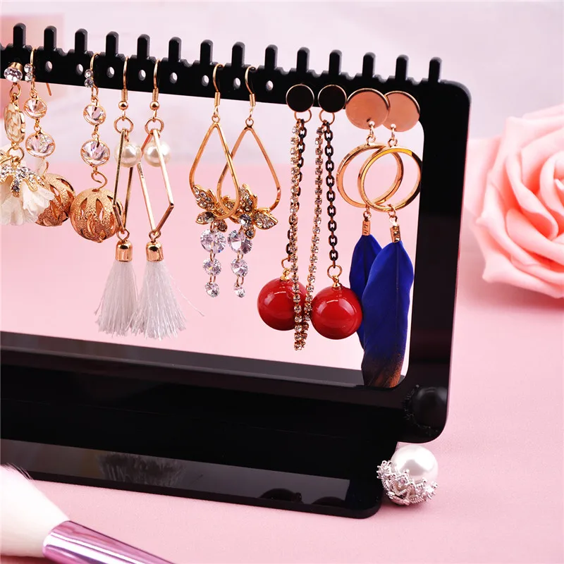 Fashion Acrylic Earring Display Necklace Stand Shelf Earring Holder Jewelry Organizer Necklace Showing Stand Earring Case