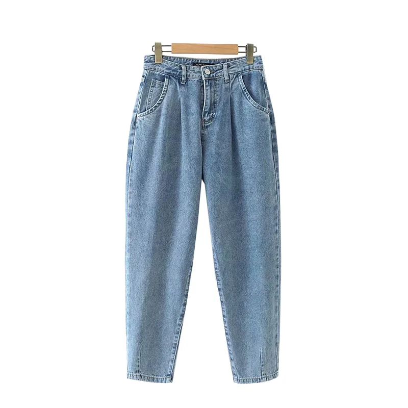 

Fashion Zipper Fly High Waist Ankle Jeans Trousers Chic Pantalones women 2019 Vintage Stylish Basic Pockets Denim Harem Pants