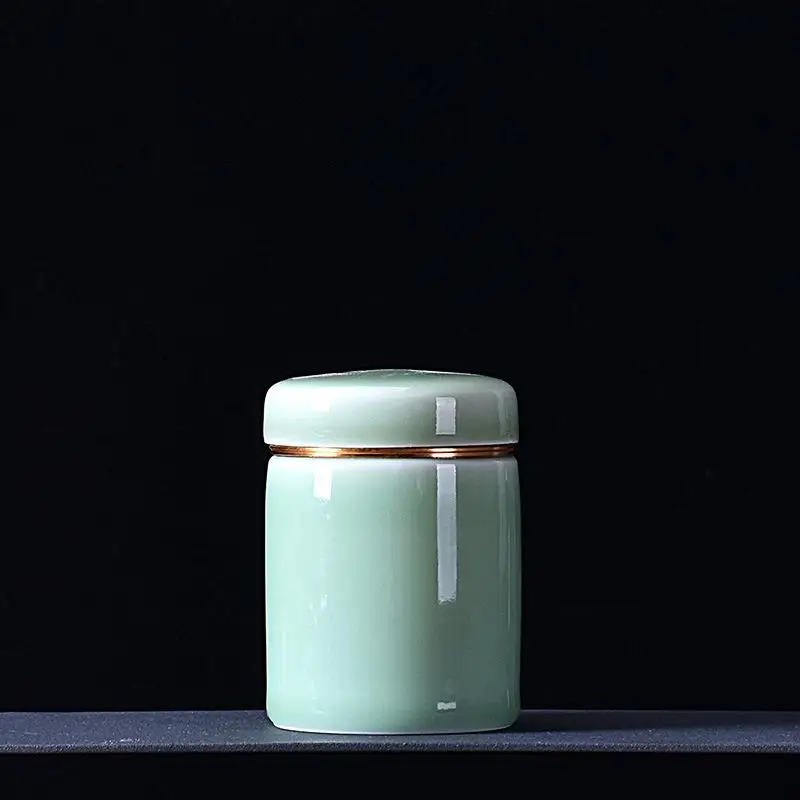 light green Керамические s чайные присадки в китайском стиле, чайные листья, контейнер, банка для чая, коробка для конфет, контейнер для еды, керамические коробки для хранения, органайзеры - Цвет: light green