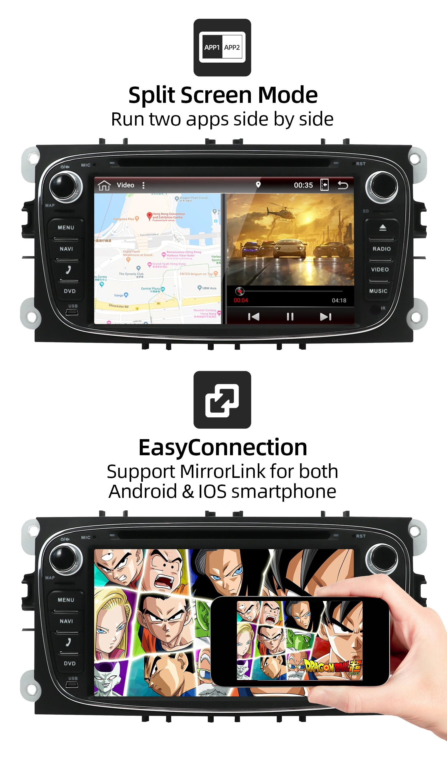 Авторадио 2 din Android 10 0 автомобильный dvd радиоприемник для Ford focus Mondeo s max Kuga c wifi