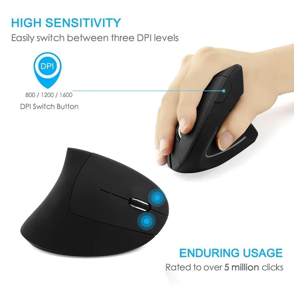 best wired gaming mouse CHYI Ergonomic Vertical Wireless Mouse 800/1200/1600DPI Optical Mouse Colorful Light 5D Computer Gaming Mice With Mouse Pad wifi mouse for pc