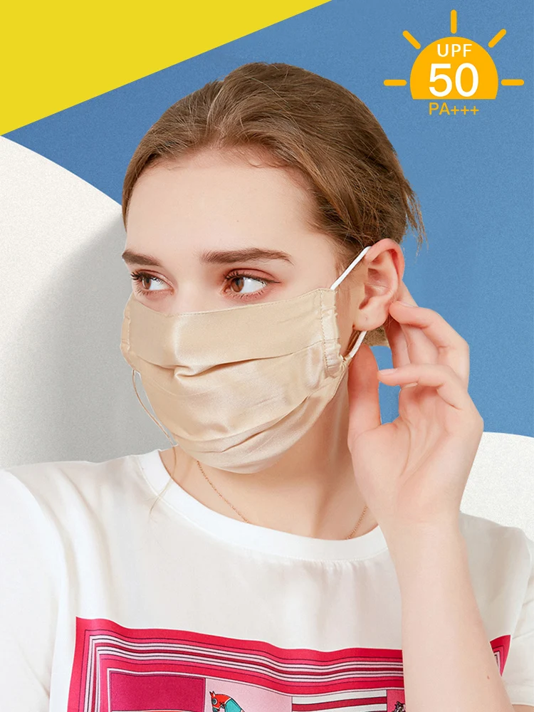 SuyaDream Women Silk Mask Natural Silk UV Protection Adult Face Mask for Women and Men Outdoor Washable