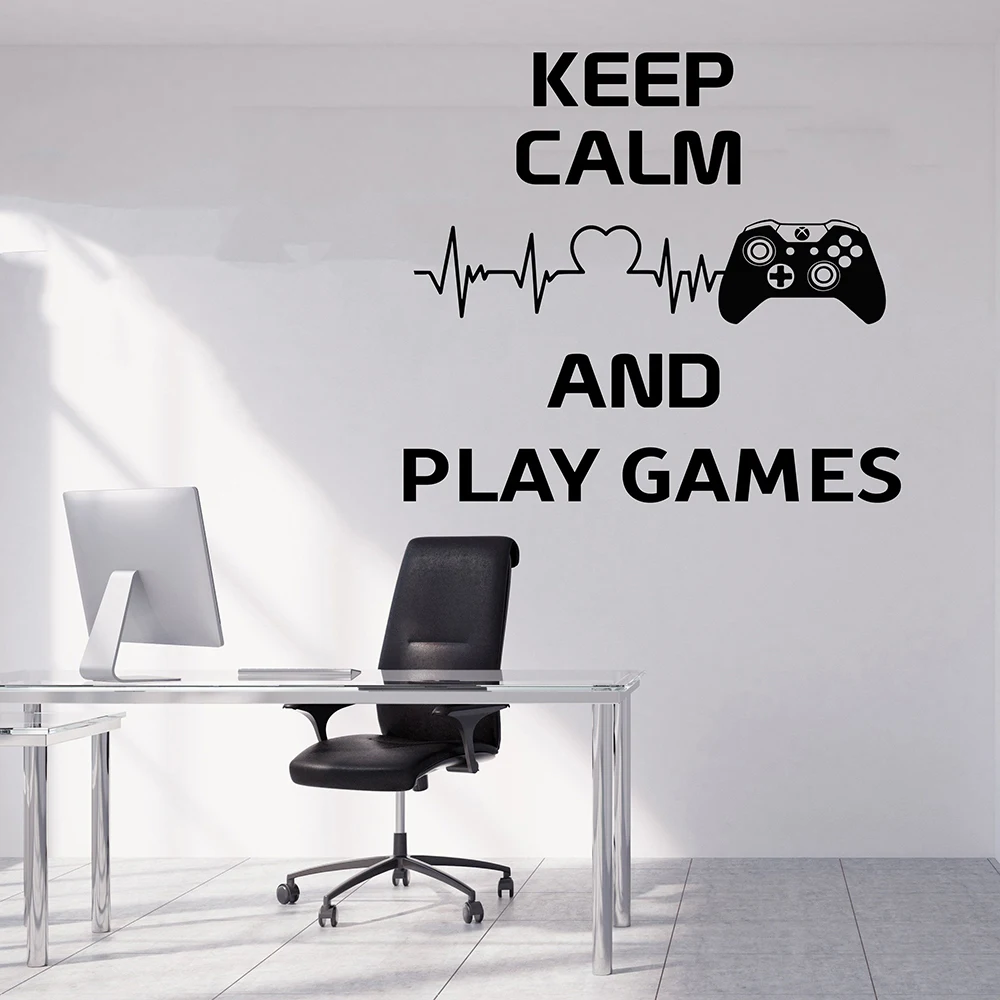 Геймер наклейки на стену с цитатой сохраняйте спокойствие и играйте в игры