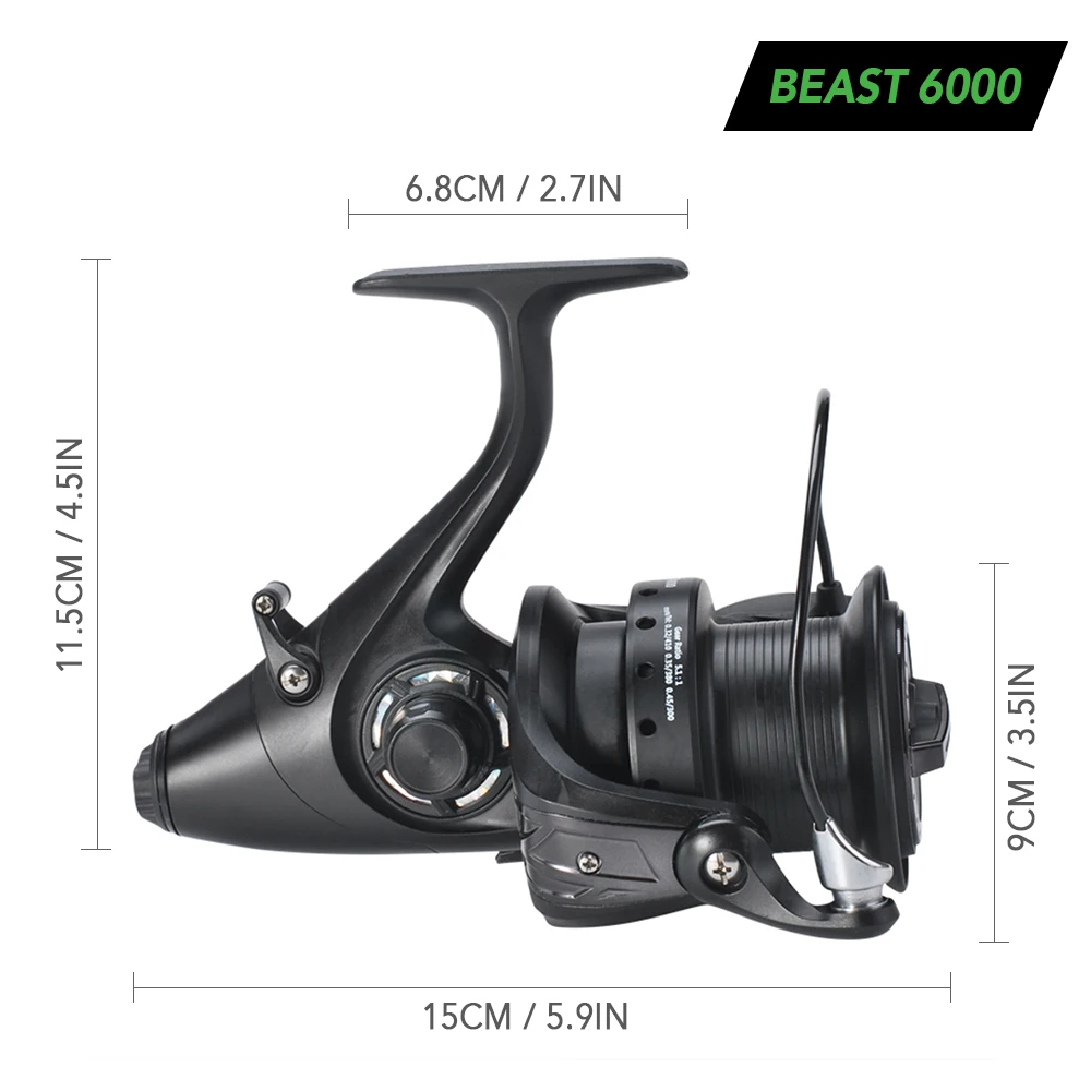 12+1 BB Spinning Reel with Front and Rear Double Drag Carp Fishing Reel Left Right Interchangeable for Saltwater Freshwater