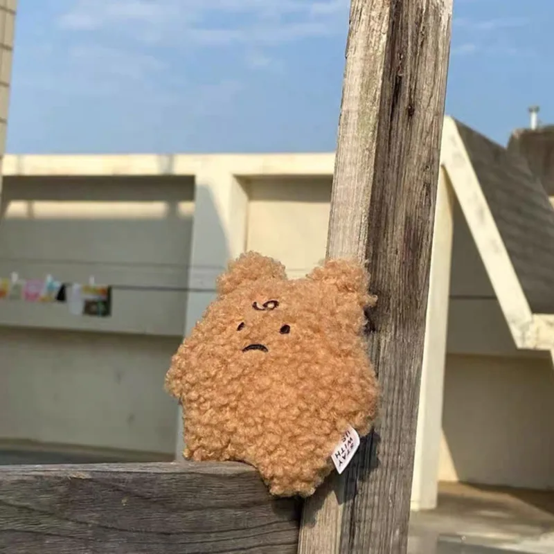 Frustrated Ins Bear Plush Keychain Student Bag Pendant Car Key Ring Girl Decoration Accessories Gift