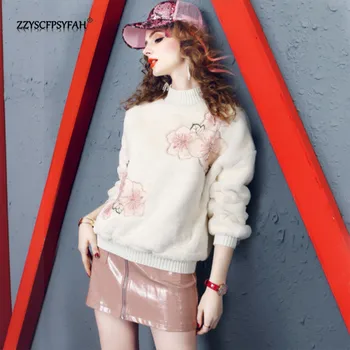 

ZP7504 Quality inspection video+spot new high imitation rabbit fur nail bead Wei Yi Chao brand loose thin thick velvet shirt