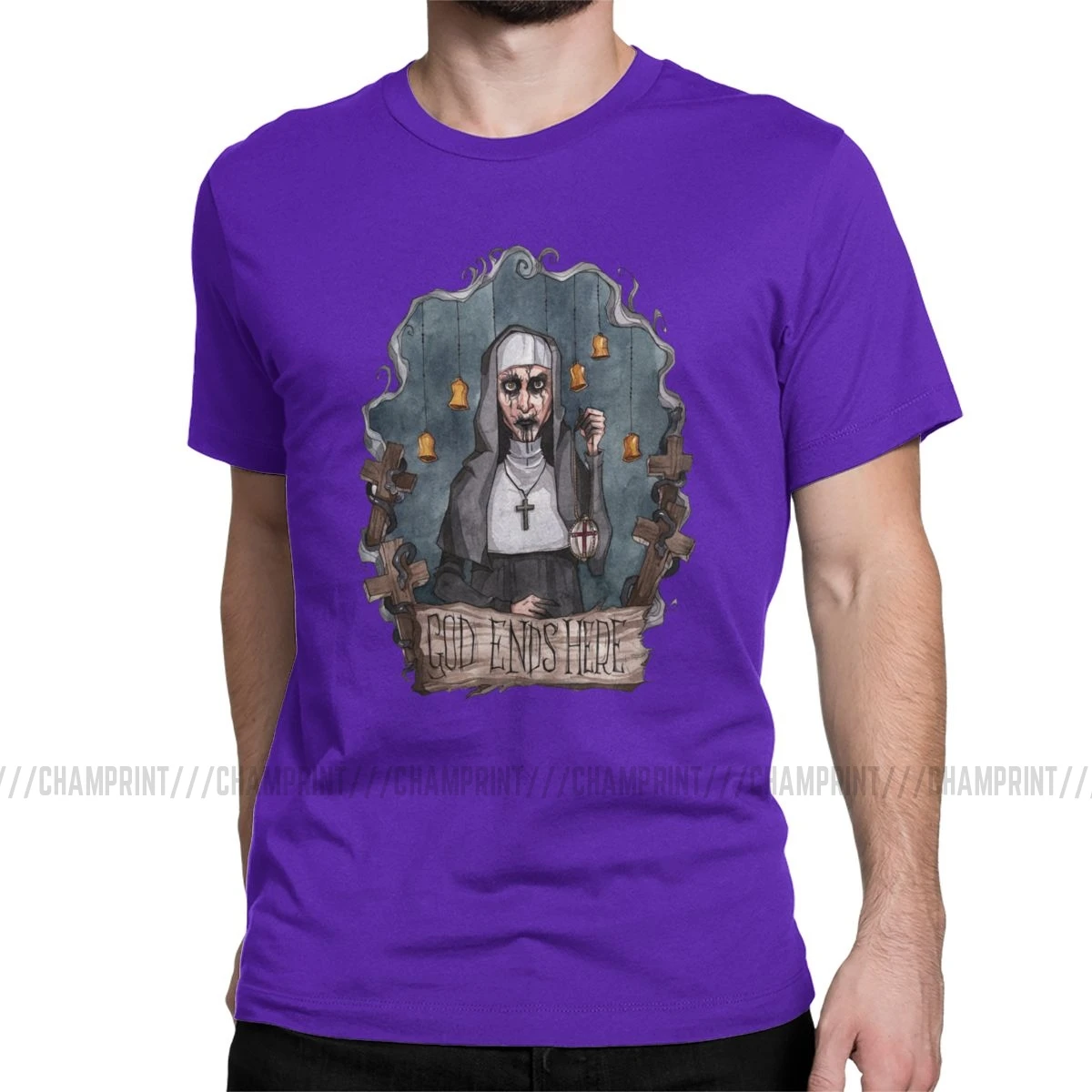 God Ends Here The monun, мужская повседневная футболка из чистого хлопка, футболка с круглым вырезом и коротким рукавом, летняя одежда - Цвет: Фиолетовый