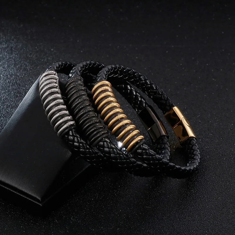 Европейские и американские ретро модные браслеты, ручной работы модные кожаные мужские браслеты