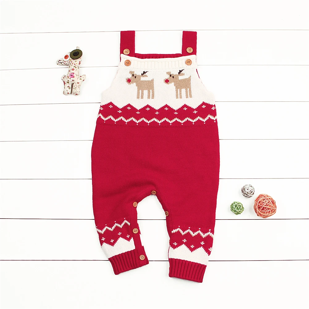 Christmas Infant Baby Boy Girl Clothes Knitted Sweater Romper Jumpsuit Outfit