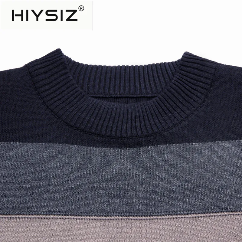 HIYSIZ Brand 2019 pullover warm striped pull sweaters winter plaid knitted casual pull homme sweater men 1 HIYSIZ Brand 2019 pullover warm striped pull sweaters winter plaid knitted casual pull homme sweater men 5