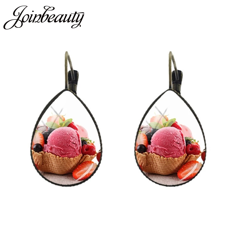 FD58 JOINBEAUTY вишня вкусные серьги с пищевыми продуктами шоколадное мороженое фото слеза клип серьги аксессуары ювелирные изделия Винтаж FD30 - Окраска металла: FD58