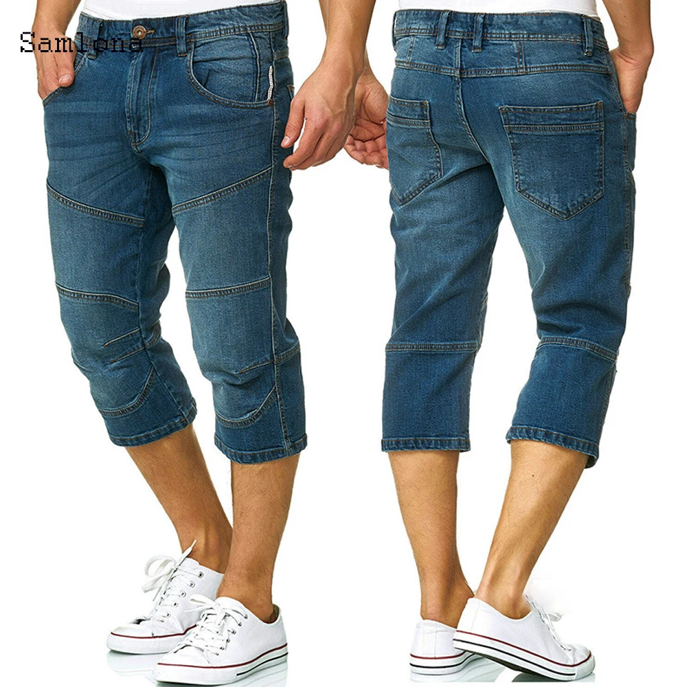

Summer 2020 Western New Fashion Men Jeans Straight Casual Regular Blue Microelastic Denim Calf-Length Pants Men Plus Size S-4XL