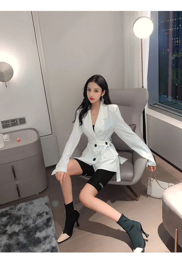 High Quality Long Sleeve OL Blazer Women All-match Business Slim Women Suit Single-breasted Womens Tops and Blouses With Belt