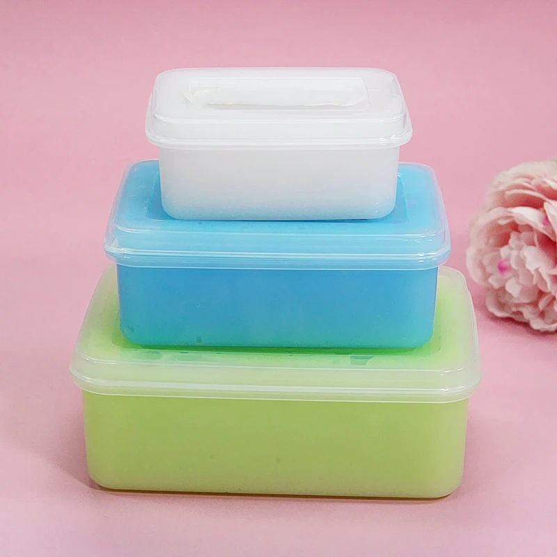 Счастливый обезьяна 130/300/500 мл Slime коробка 10/20 штук Slime литейный Ящик Контейнер Пластик ящик для хранения банок для облачного прозрачного хрусталя Slime глина